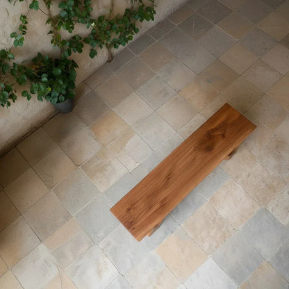 Sculpted Arch-Base Solid Wood Bench – Modern Fluid Silhouette - Rustirawood