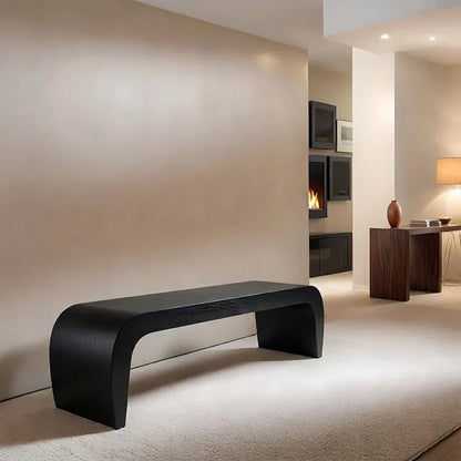 Sculpted Curved Bench in Natural Solid Wood – Modern Arc Edition - Rustirawood