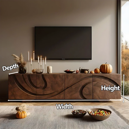 Sculpted Dark Walnut TV Stand — Lunar Tide Edition - Elitegemse
