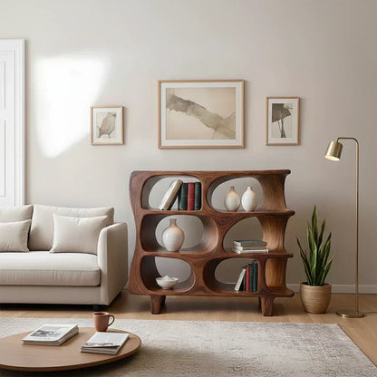 Sculpted Solid Wood Bookshelf – Contour Frame Edition - Woodenecho