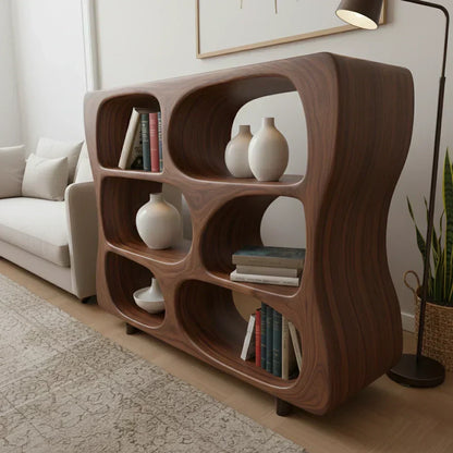 Sculpted Solid Wood Bookshelf – Contour Frame Edition - Woodenecho