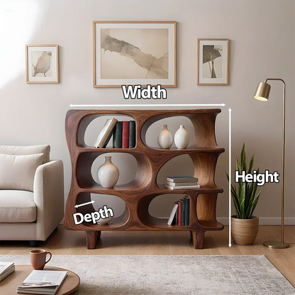 Sculpted Solid Wood Bookshelf – Contour Frame Edition - Woodenecho