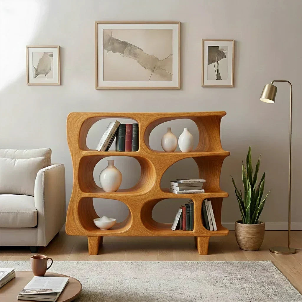 Sculpted Solid Wood Bookshelf – Contour Frame Edition - Woodenecho