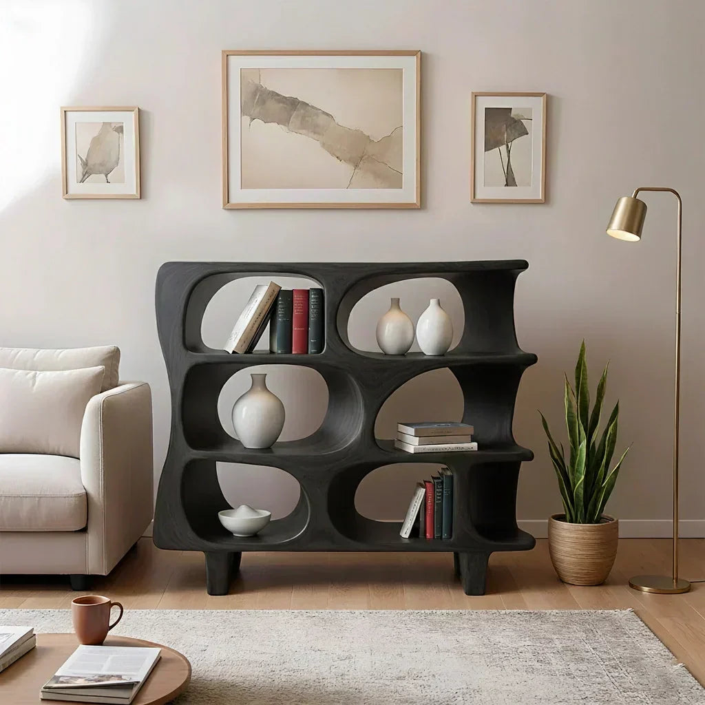 Sculpted Solid Wood Bookshelf – Contour Frame Edition - Woodenecho