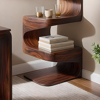 Sculpted Solid Wood Corner Bookshelf – Flow Form Edition - Woodenecho