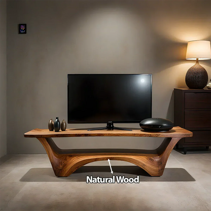 Sculpted Solid Wood TV Stand – Modern Curved Minimalist Design - Elitegemse