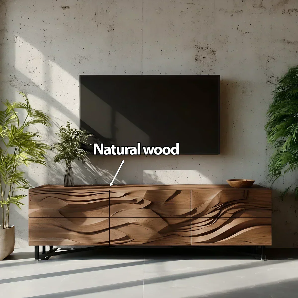 Sculpted Walnut TV Stand – Fluid Organic Modern Media Console - Elitegemse