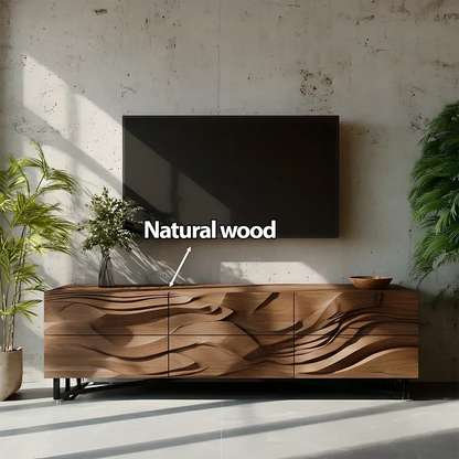 Sculpted Walnut TV Stand – Fluid Organic Modern Media Console - Elitegemse
