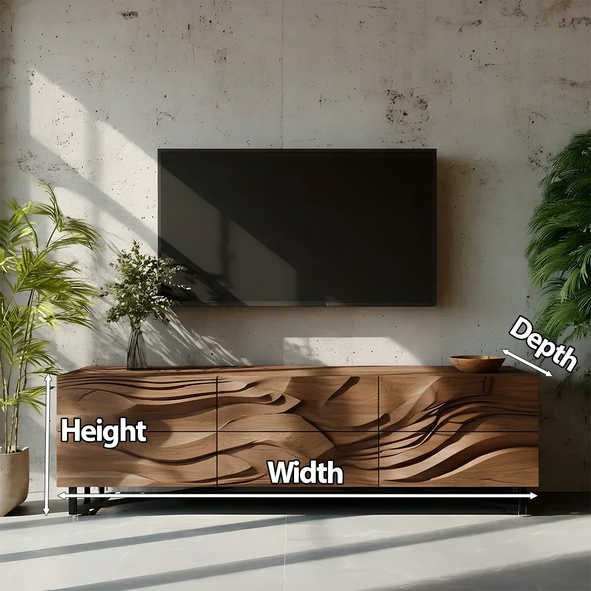 Sculpted Walnut TV Stand – Fluid Organic Modern Media Console - Elitegemse