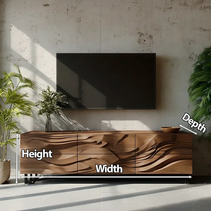 Sculpted Walnut TV Stand – Fluid Organic Modern Media Console - Elitegemse