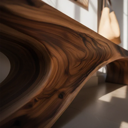 Sculptural Natural Solid Wood Entryway Bench - Rustirawood