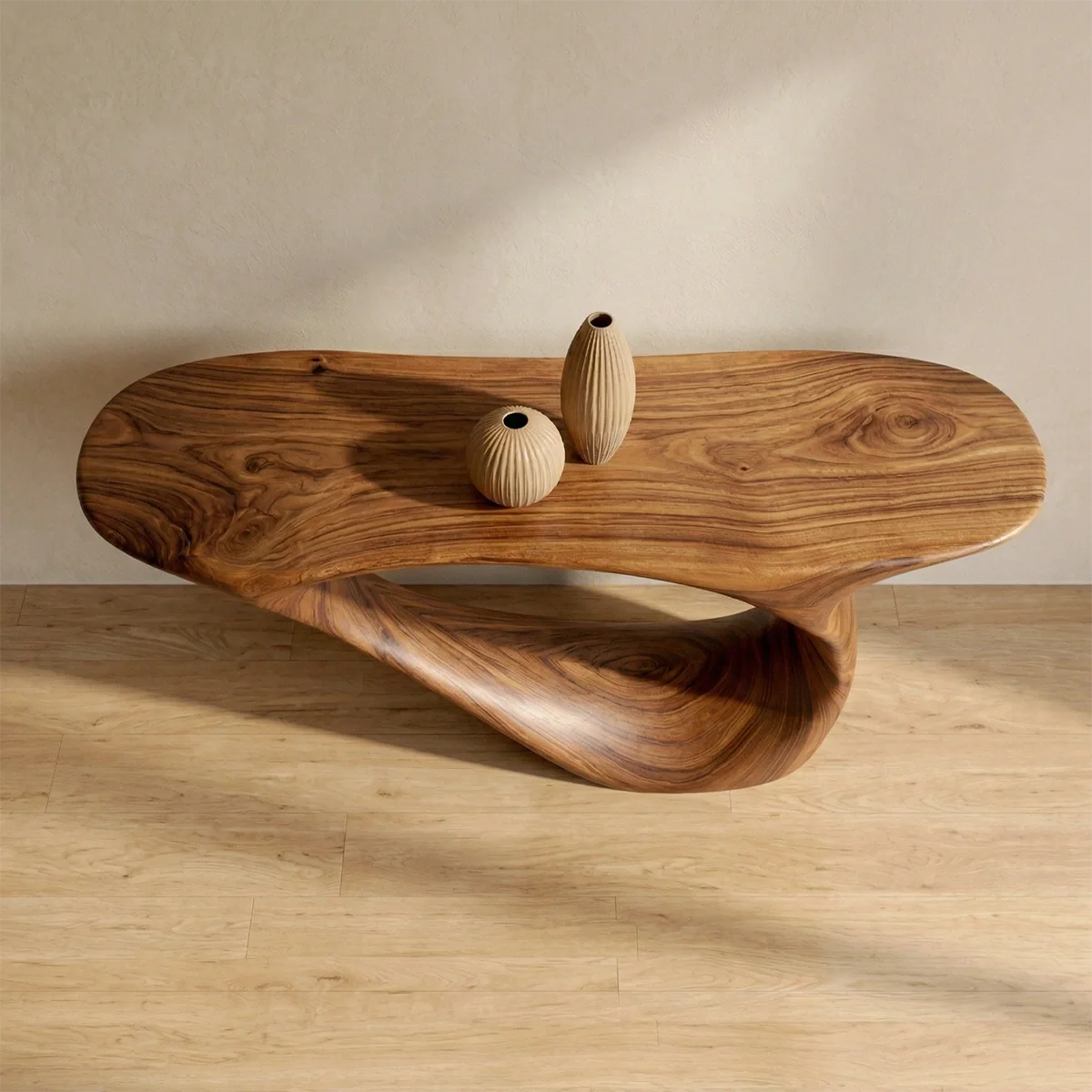 Sculptural Organic Solid Wood Console Table for Modern Entryways - Woodenecho