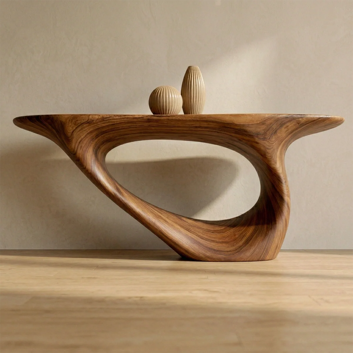 Sculptural Organic Solid Wood Console Table for Modern Entryways - Woodenecho