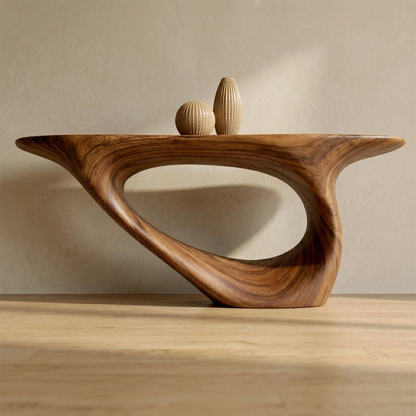 Sculptural Organic Solid Wood Console Table for Modern Entryways - Woodenecho