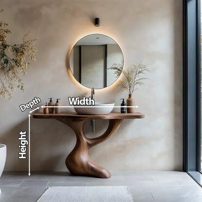 Sculptural Pedestal Wood Vanity – Organic Modern Bathroom Sink Table - Elitegemse