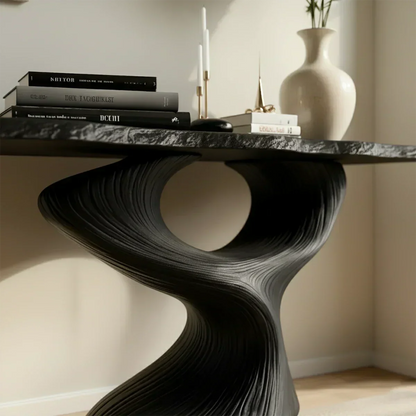 Sculptural Solid Wood Console — Modern Art Entry Table - Elitegemse