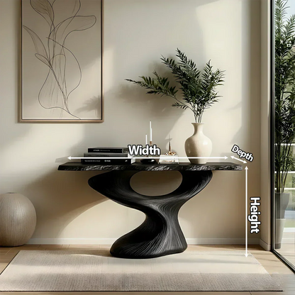 Sculptural Solid Wood Console — Modern Art Entry Table - Elitegemse