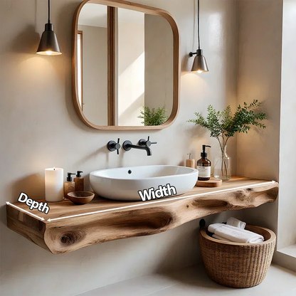 Serenity Floating Vanity – Natural Solid Wood Minimalist Console - Elitegemse