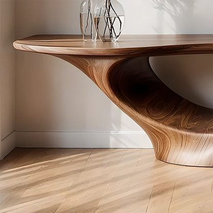 Solid Walnut Arc Console Table – Contemporary Wood Art - Elitegemse