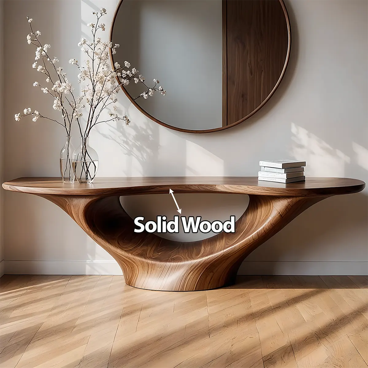 Solid Walnut Arc Console Table – Contemporary Wood Art - Elitegemse