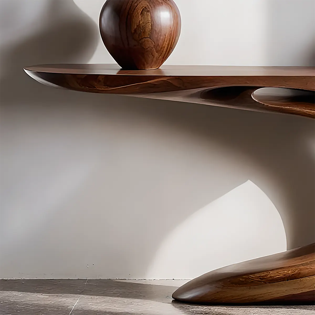 Solid Walnut Wave Console Table – Modern Sculptural Design - Elitegemse