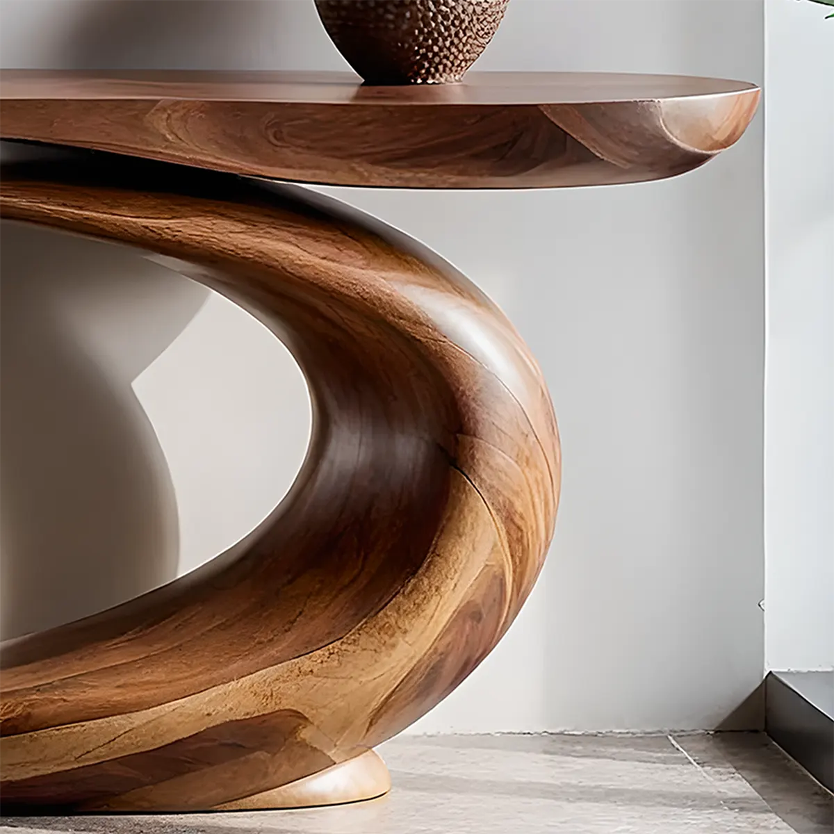 Solid Walnut Wave Console Table – Modern Sculptural Design - Elitegemse