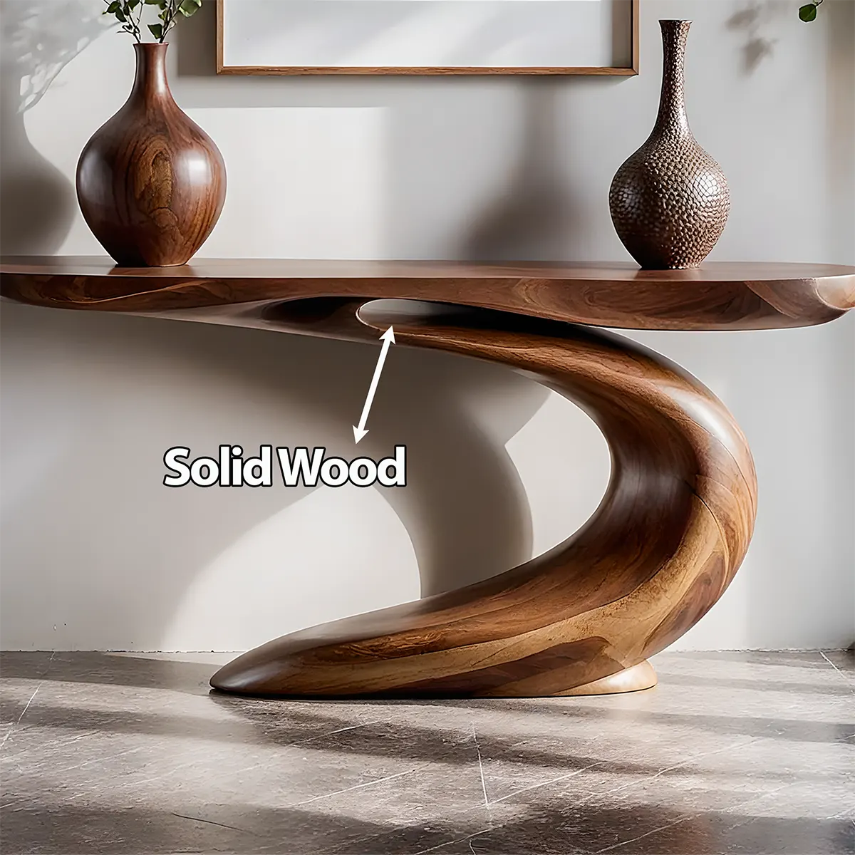 Solid Walnut Wave Console Table – Modern Sculptural Design - Elitegemse