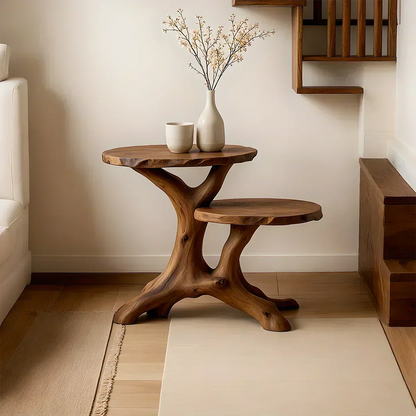 Solid Wood Accent Table – Modern Sculptural Branchform Duo Design - Woodenecho