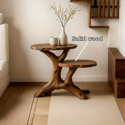 Solid Wood Accent Table – Modern Sculptural Branchform Duo Design - Woodenecho