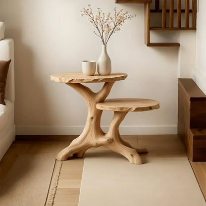 Solid Wood Accent Table – Modern Sculptural Branchform Duo Design - Woodenecho