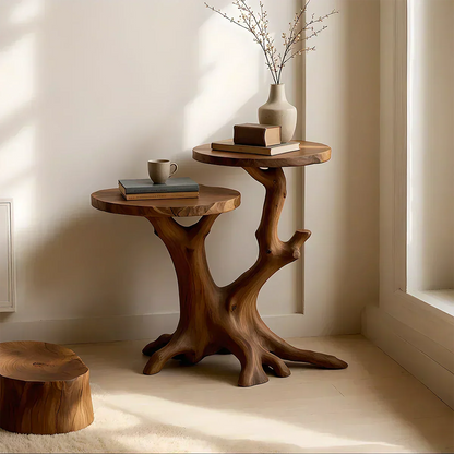 Solid Wood Accent Table – Modern Sculptural Branchform Twin Design - Woodenecho