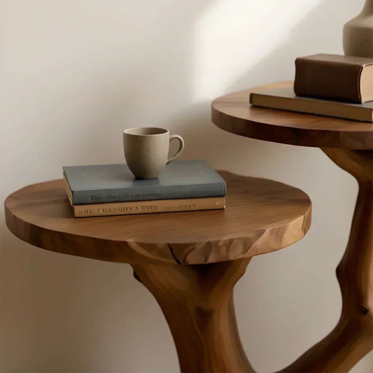 Solid Wood Accent Table – Modern Sculptural Branchform Twin Design - Woodenecho