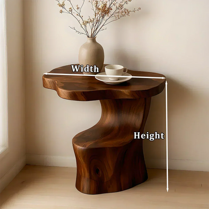 Solid Wood Accent Table – Modern Sculptural Flowform - Woodenecho