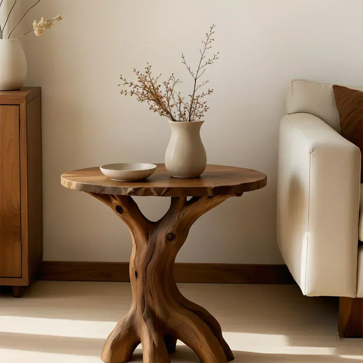 Solid Wood Accent Table – Modern Sculptural Rootform Design - Woodenecho