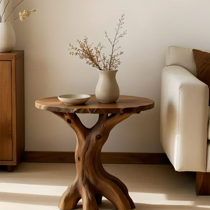 Solid Wood Accent Table – Modern Sculptural Rootform Design - Woodenecho