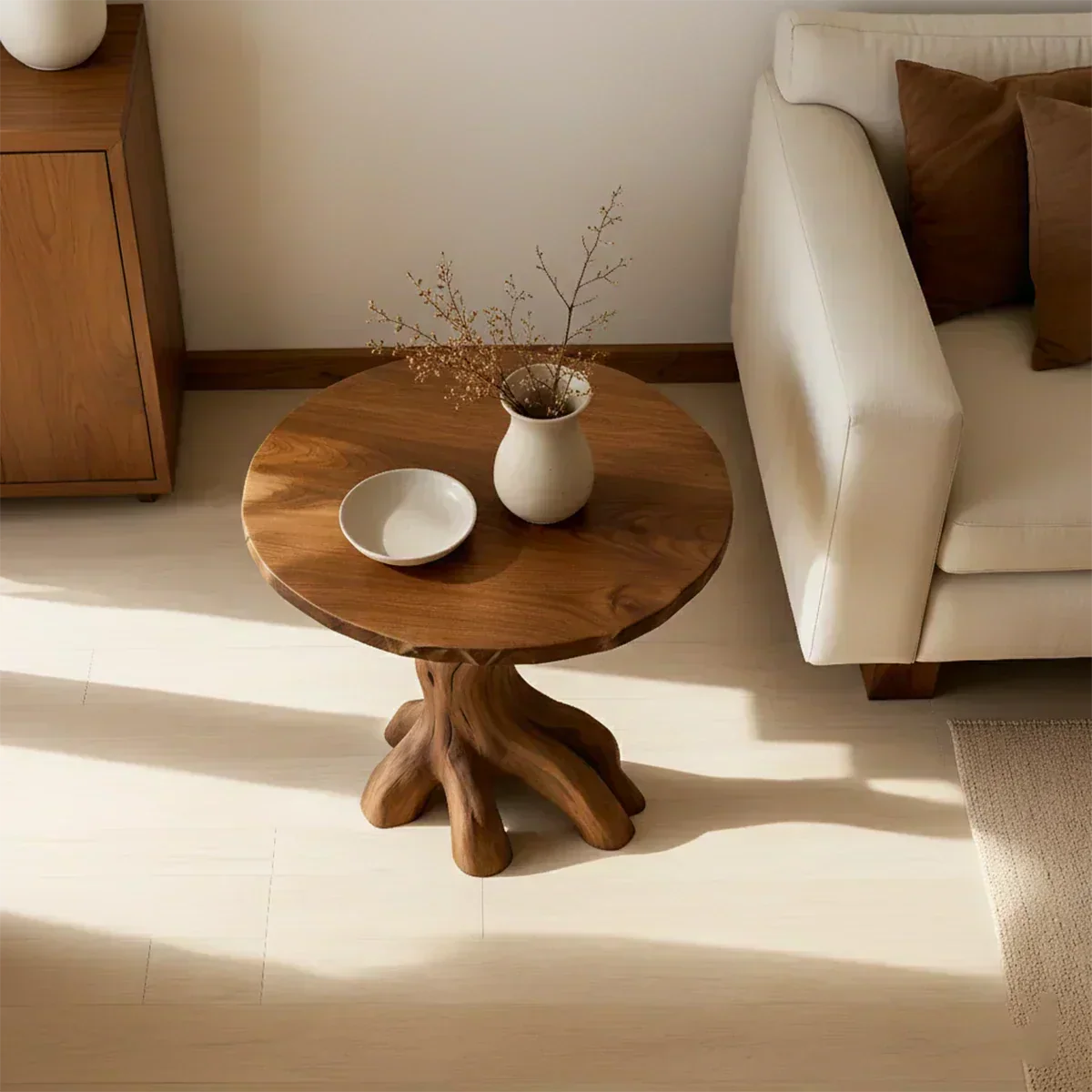 Solid Wood Accent Table – Modern Sculptural Rootform Design - Woodenecho