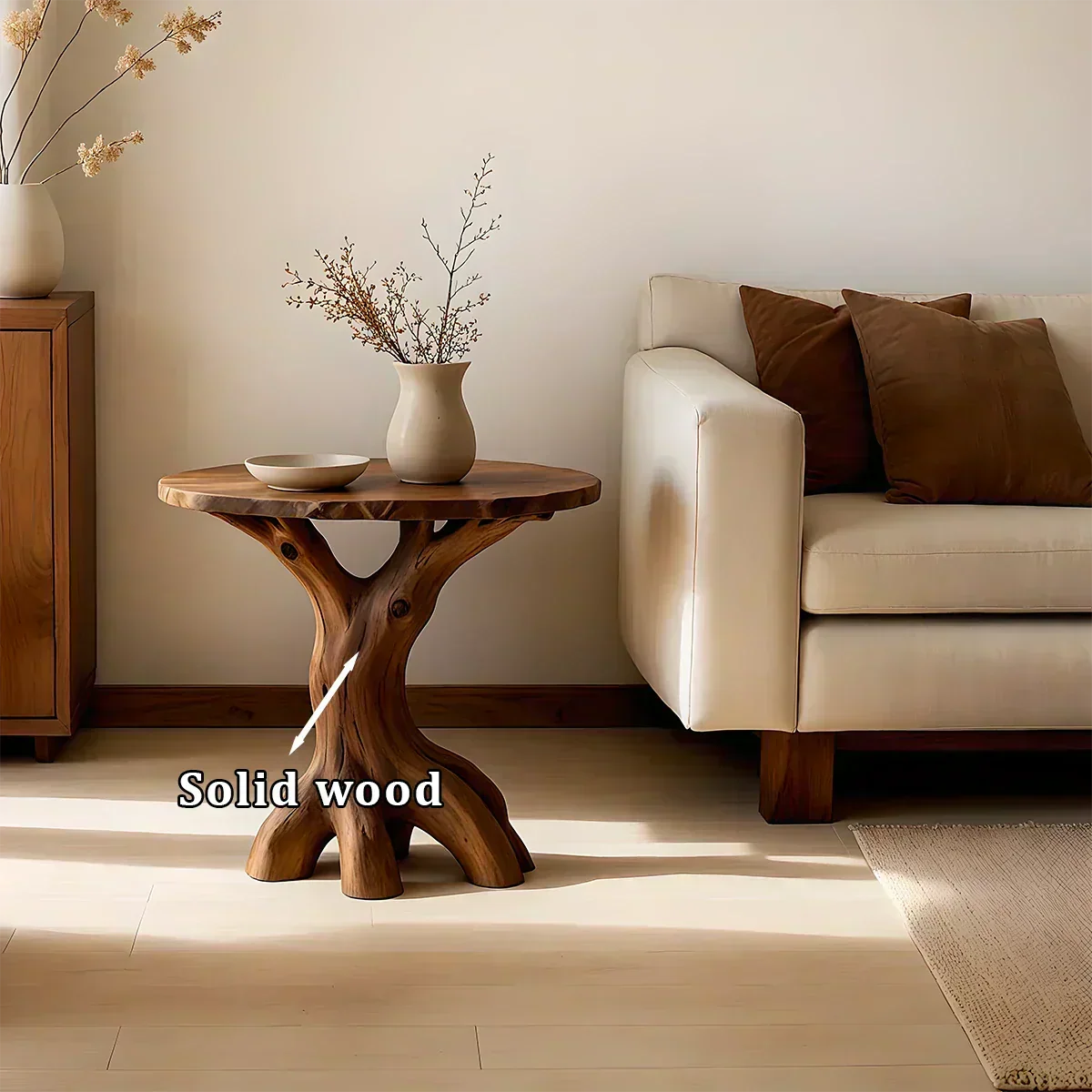 Solid Wood Accent Table – Modern Sculptural Rootform Design - Woodenecho