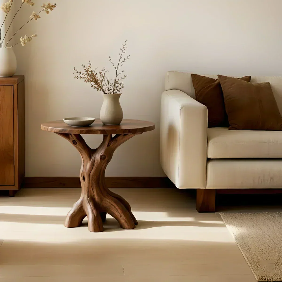 Solid Wood Accent Table – Modern Sculptural Rootform Design - Woodenecho