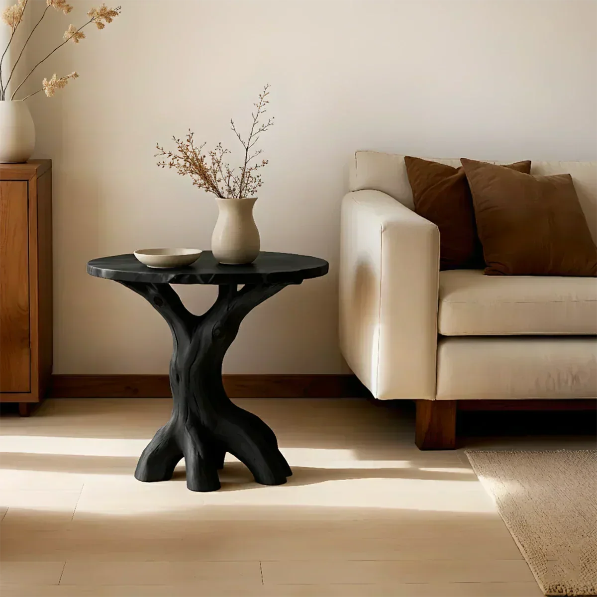 Solid Wood Accent Table – Modern Sculptural Rootform Design - Woodenecho