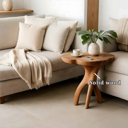 Solid Wood Accent Table – Modern Sculptural Tri-Branch Design - Woodenecho