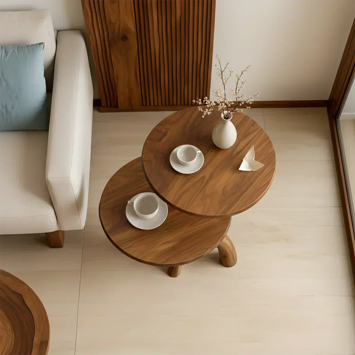 Solid Wood Accent Table Set – Modern Sculptural Branchform Design - Woodenecho