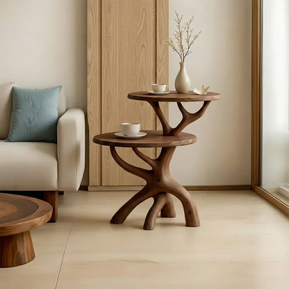 Solid Wood Accent Table Set – Modern Sculptural Branchform Design - Woodenecho