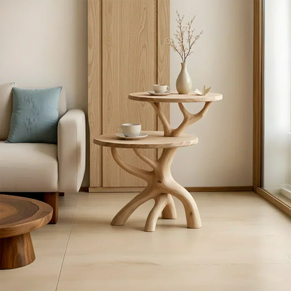 Solid Wood Accent Table Set – Modern Sculptural Branchform Design - Woodenecho