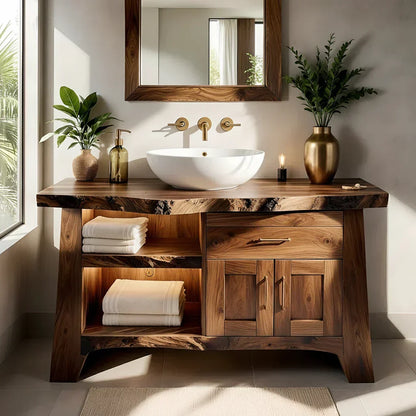 Solid Wood Bathroom Vanity — Natural Luxury Japandi Design - Elitegemse