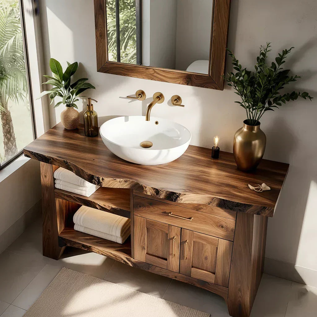 Solid Wood Bathroom Vanity — Natural Luxury Japandi Design - Elitegemse