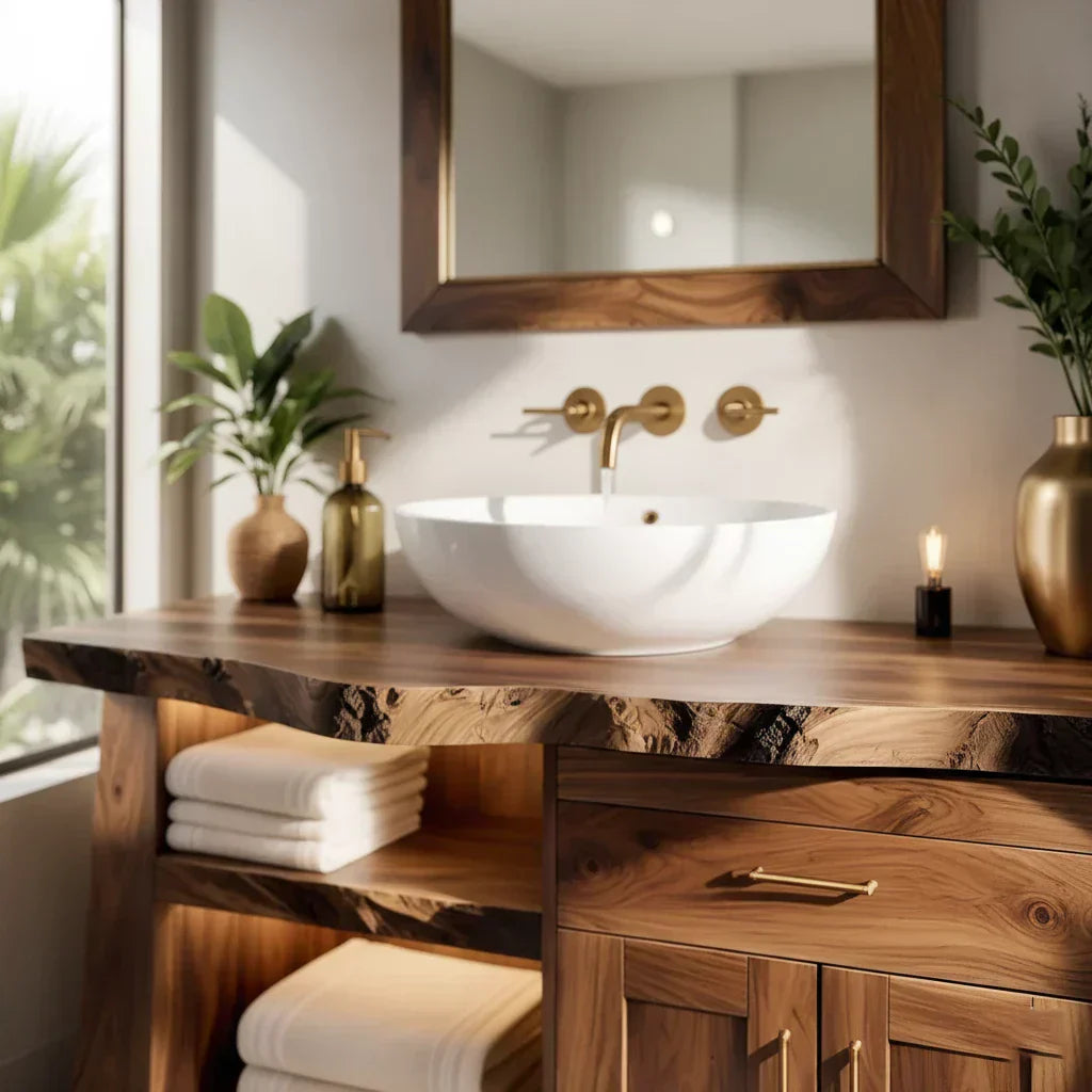 Solid Wood Bathroom Vanity — Natural Luxury Japandi Design - Elitegemse