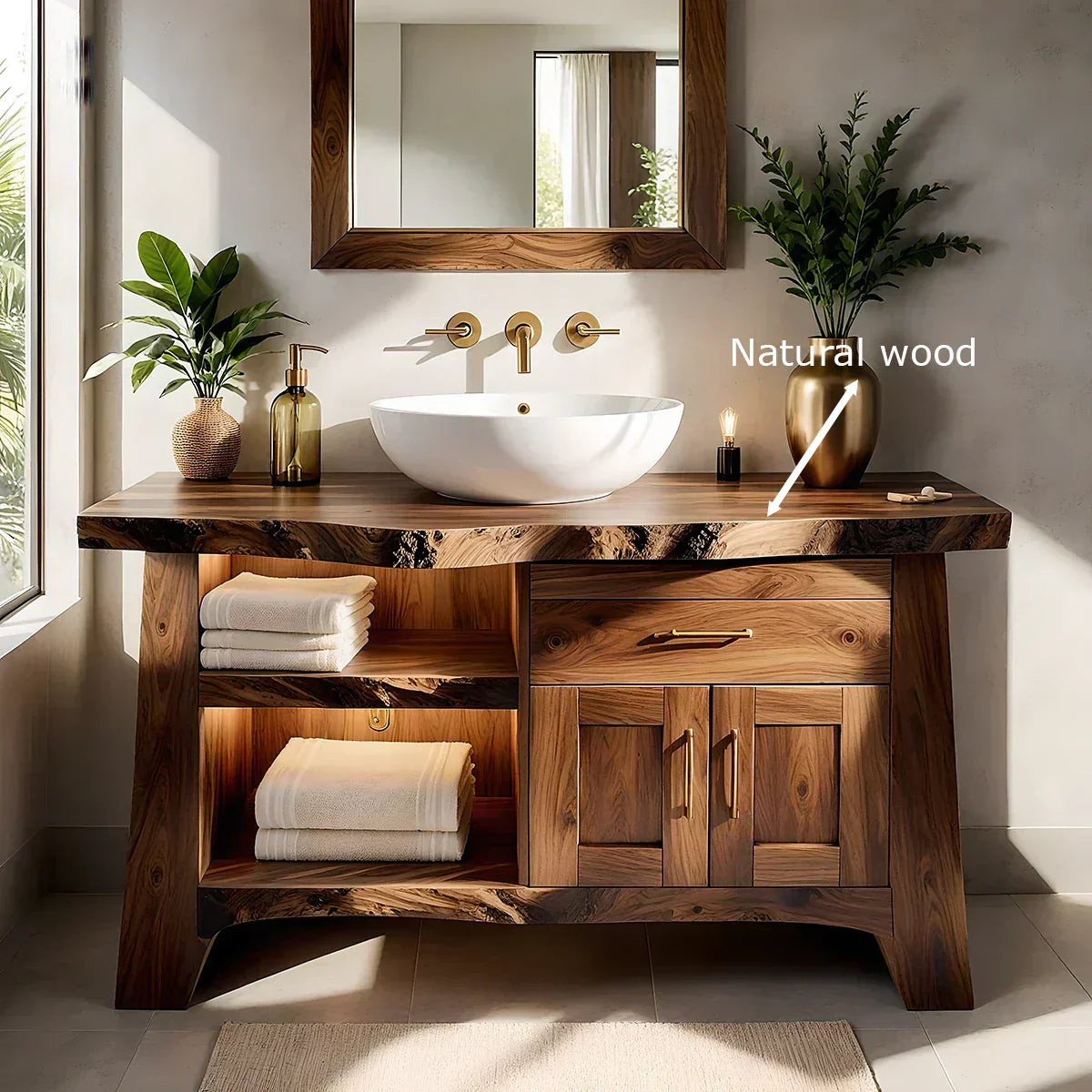 Solid Wood Bathroom Vanity — Natural Luxury Japandi Design - Elitegemse