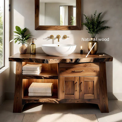 Solid Wood Bathroom Vanity — Natural Luxury Japandi Design - Elitegemse