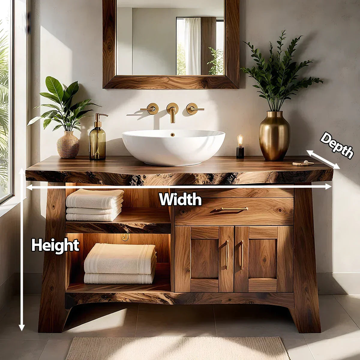 Solid Wood Bathroom Vanity — Natural Luxury Japandi Design - Elitegemse