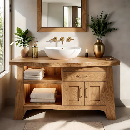 Solid Wood Bathroom Vanity — Natural Luxury Japandi Design - Elitegemse